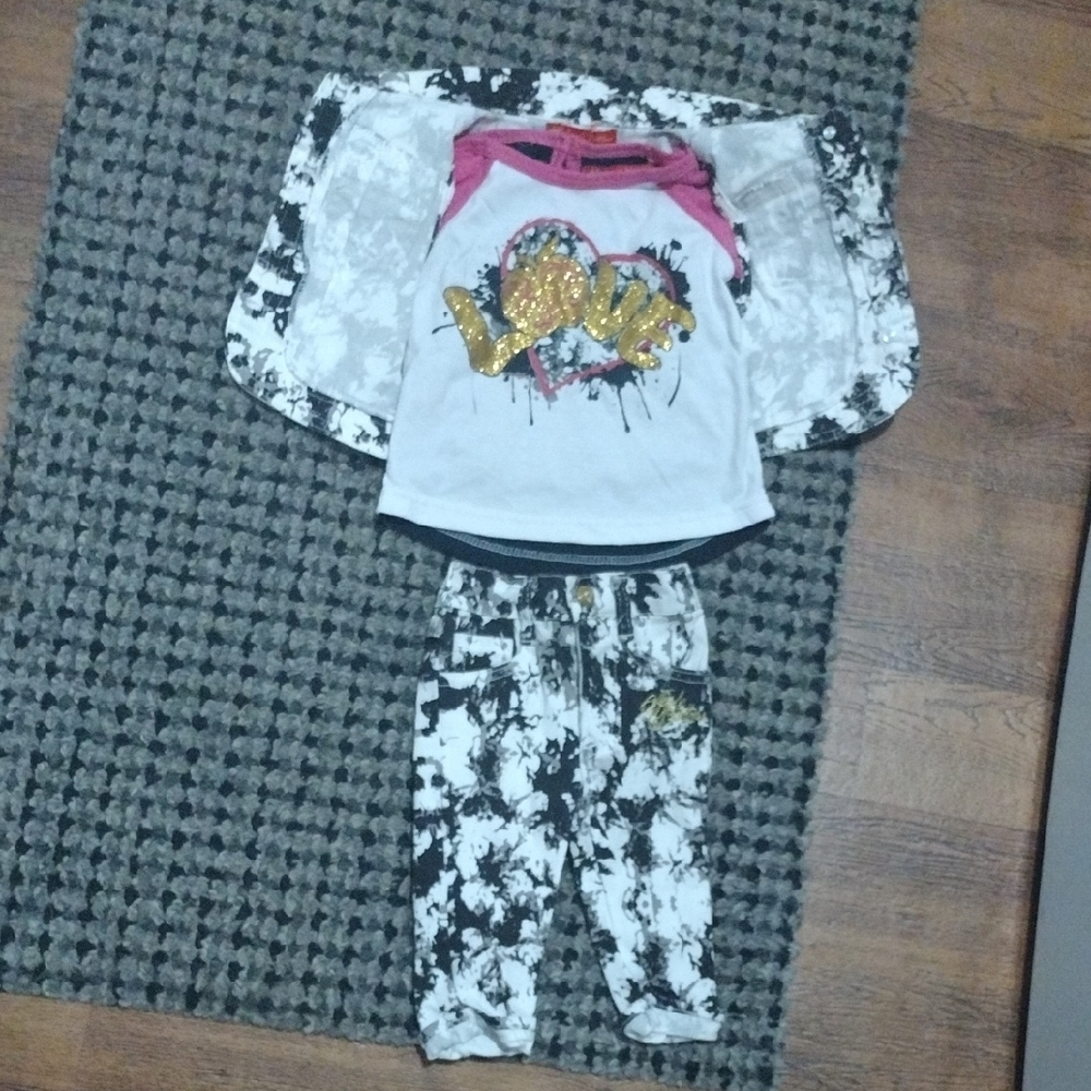 Apple Bottoms Pink and White Love Tee with Black Splatter Set - Picture 17 of 17